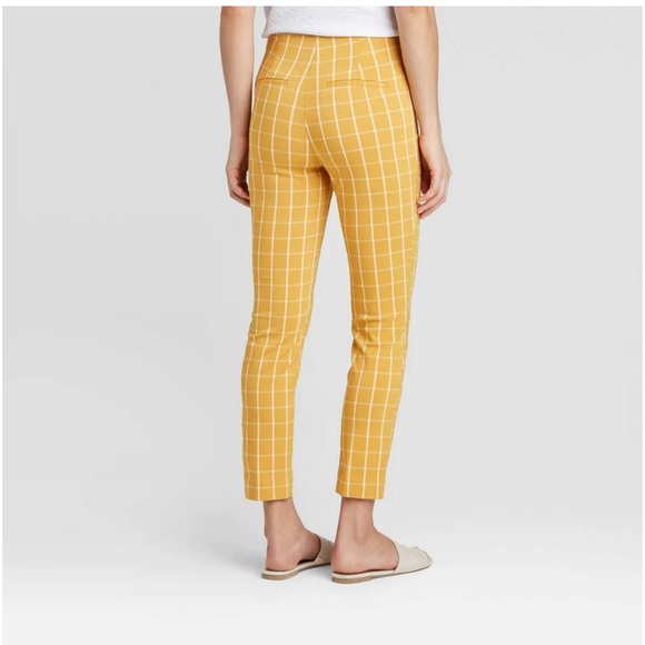 A New Day Yellow Checkered Skinny Ankle Pants - Picture 2 of 9